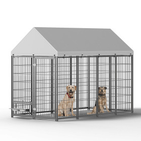Large Dog Kennel Outdoor Pet Pens Dogs Run Enclosure Animal Hutch Metal Coop Fence with Roof Cover. 7.94'L x 4.13'W x 5.95'H. Large Dog Kennel Outdoor Pet Pens Dogs Run Enclosure Animal Hutch Metal Coop Fence with Roof Cover. 7.94'L x 4.13'W x 5.95'H.
